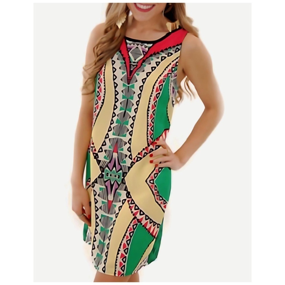 NEW! GLAM Mirror-Image Print Shift Dress! - Picture 3 of 10